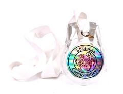 Shotokan Medal,Tiger,Holographic,Clear,Round,White Ribbon,Conejo Valley,1990s