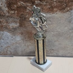 Vintage Baseball Trophy Hat Mitt Ball Bat Sports Award White Marble