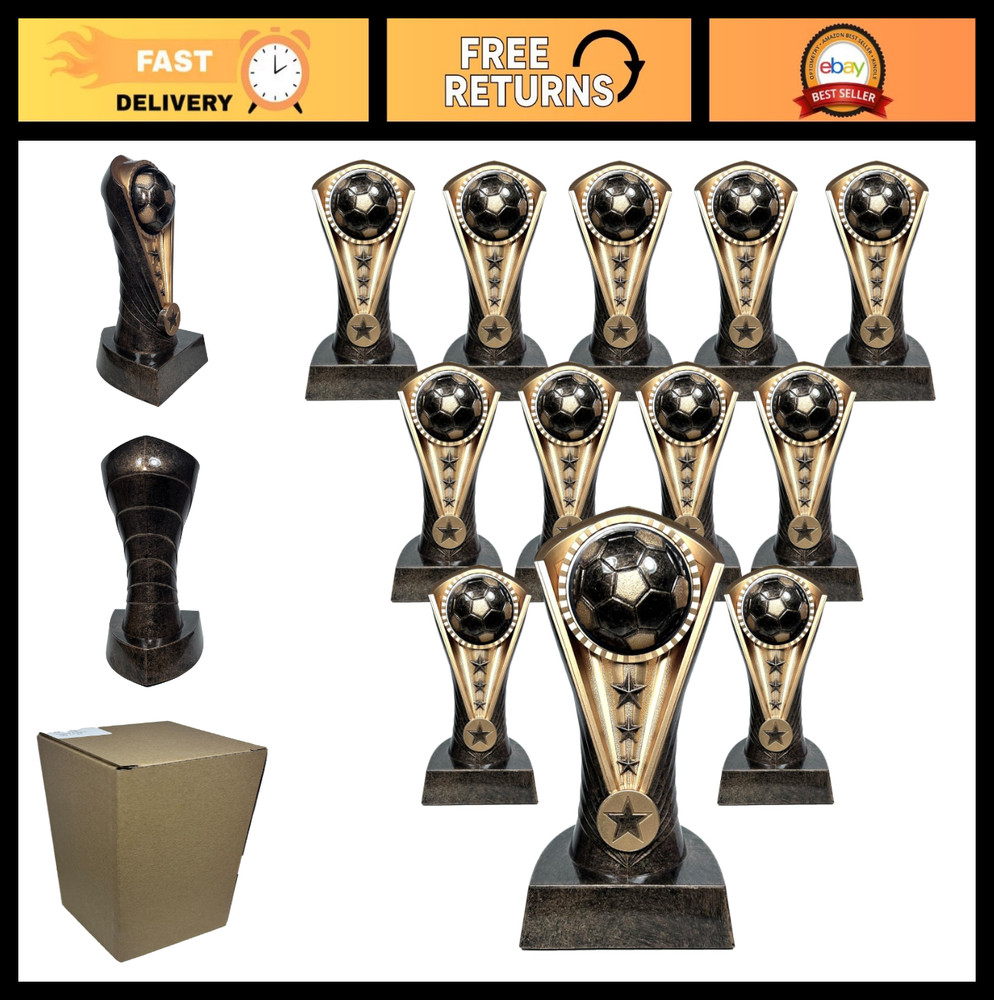 Engraved or Blank Soccer Medals, Pack of 1 or 12, 6.5″ Cobra Trophies