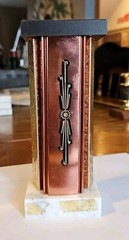 Gold & Bronze Trophy Column, Riser & Marble Base 7¼“