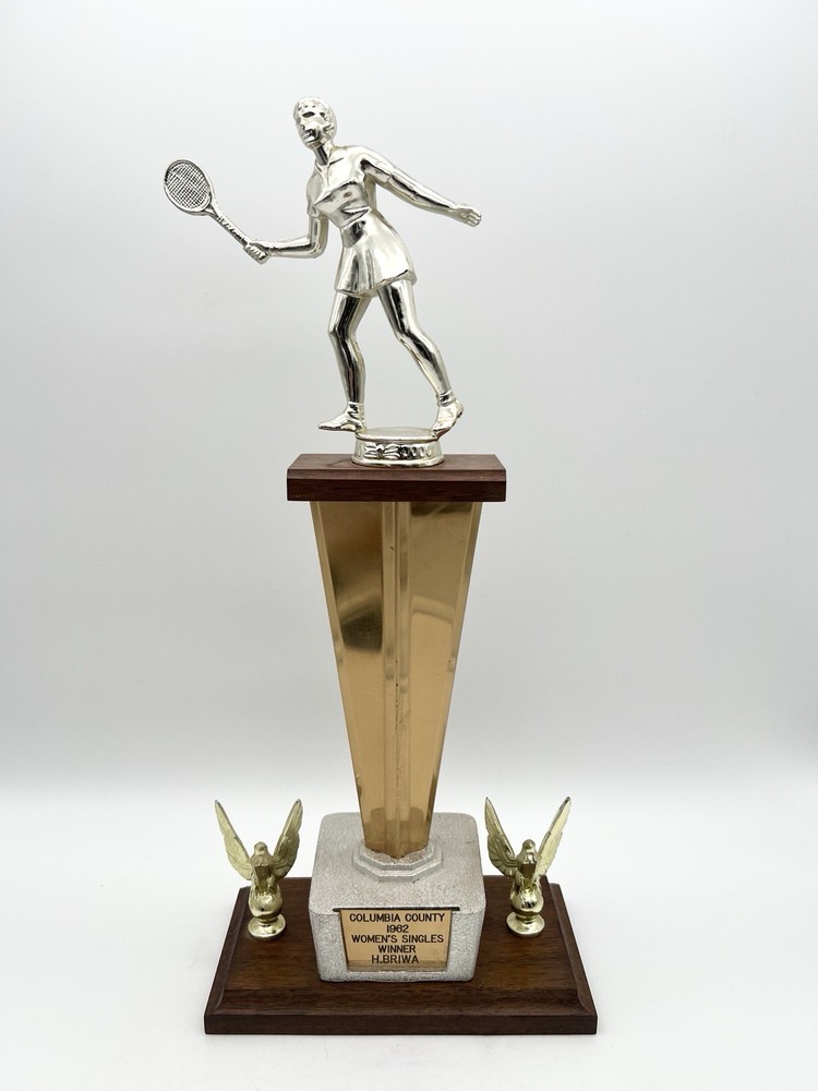 Vintage 1962 Columbia County Womens Singles Winner Helen Briwa Tennis Trophy