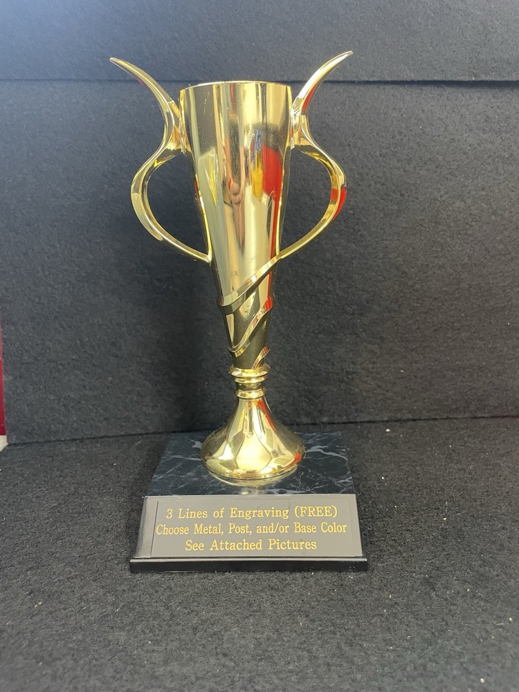 7 1/2” Tall Spiral Gold Plastic Cup Trophy (Please See All Photos)