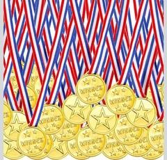 Gold Medals 30 Piece Set Red White Blue Award Winner Trophy New PT9