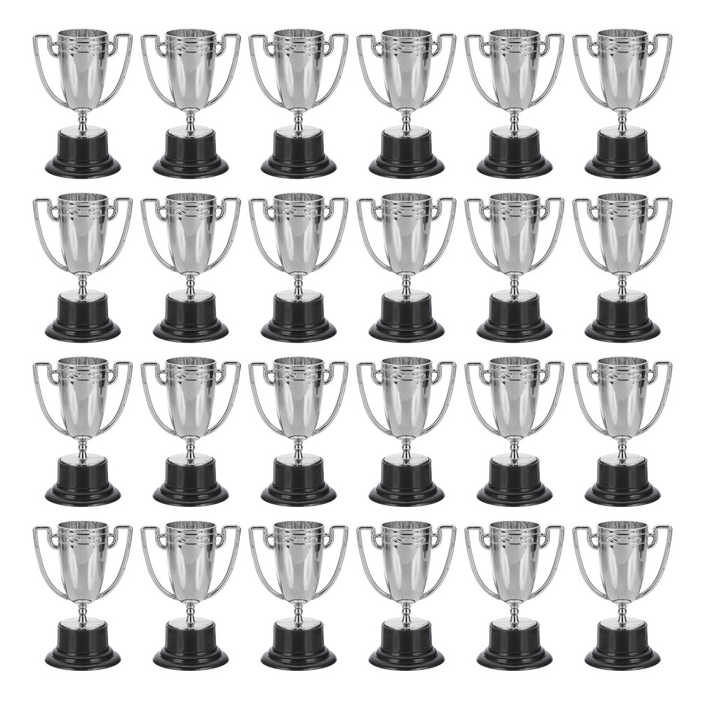 3.22 Inch Mini Trophies, 24 Pcs Plastic Silver Award Trophy Cups