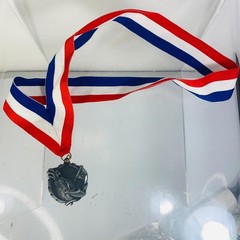 2″ Silver Color Sports Award Medal Prize – Golf Ribbon 18 Pewter Red White Blue