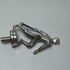 VTG Baseball Batter Trophy Solid Metal Topper Dodge Topper Silver Tone 4″ MCM