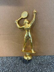 Vintage Trophy Topper: Woman Tennis Player Metal Gold