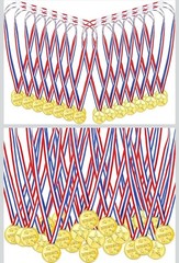 Gold Medals 30 Piece Set Red White Blue Award Winner Trophy New PT9