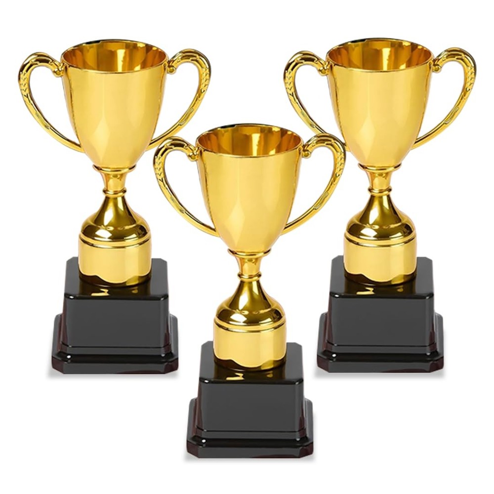 Playbees Fun Gold Plastic Trophies – 3 Pack – 7 Inch – Award 7 Inches,