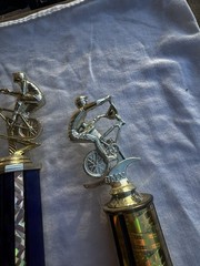 Lot of BMX Trophy Topper Gold/ Silver Tone Plastic/ and parts