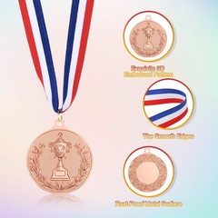 3 Pcs 2″ Metal Award Medals for Sports, Brown (Trophy Style)