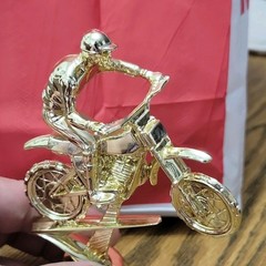 Motocross Dirt Bike Rider Trophy Topper Figure Gold Plastic w/ Mounting Post
