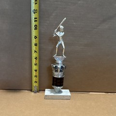 Vintage Softball Trophy 11 in Silver Metal Topper Engraved Marble Base 1984