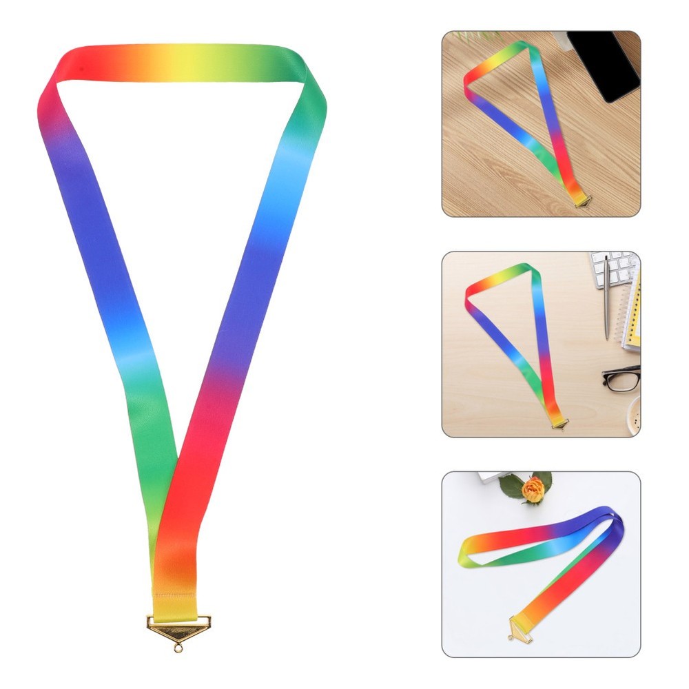 4 Pcs Red Blue White Lanyards Award Participant Ribbons Id Medals