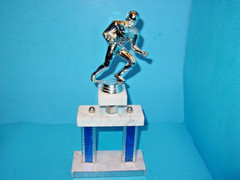 Football Trophy 2 Tier 13″ Trophy Blue Gold Marble with Football Player