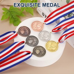 Award Medals, 9 Pcs Zinc Alloy Trophy Medals with Neck Ribbon, Classic Color