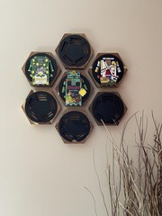 7-Pack Honeycomb Wooden Medal Display Hanger with Strong Magnets for Sports Wall