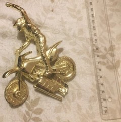 Motorcycle Rider Gold Plated Trophy Head
