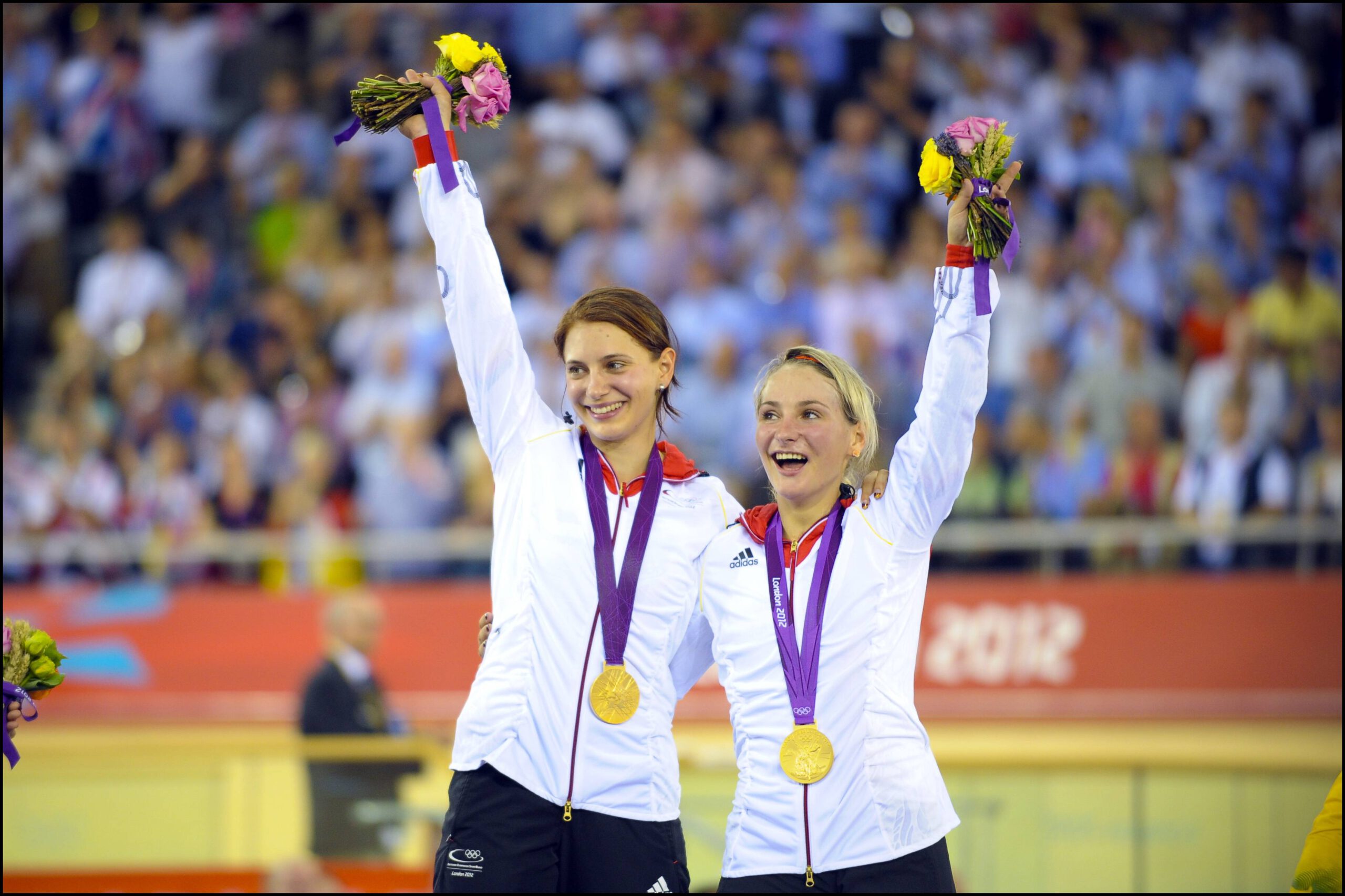 Bildnummer: 11114338  Datum: 02.08.2012  Copyright: imago/PanoramiC
Teamsprint Damen Olympiasieger Kristina VOGEL, Miriam WELTE  xJBAutissierxFEPxPanoramicx PUBLICATIONxNOTxINxFRAxITAxBEL; Olympia London Olympische Spiele Sommerspiele Sommer Radsport Rad Bahn Bahnrad Siegerehrung premiumd xsp x1x 2012 quer Highlight premiumd o0 Team Sprint Siegerehrung Sieg Olympiasieg Gold Goldmedaille Medaille Objekt

Image number 11114338 date 02 08 2012 Copyright imago Panoramic Team sprint women Olympic medalists Kristina Vogel Miriam Welte  PUBLICATIONxNOTxINxFRAxITAxBEL Olympia London Olympic Games Summer Games Summer Cycling Wheel Railway Track Award Ceremony premiumd  x1x 2012 horizontal Highlight premiumd o0 team Sprint Award Ceremony Victory Olympic victory Gold Gold medal Medal Object